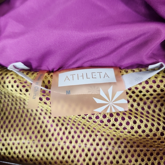 Athleta Shock Cord Anorak Hooded Jacket purple neon mesh lining medium - Picture 3 of 16